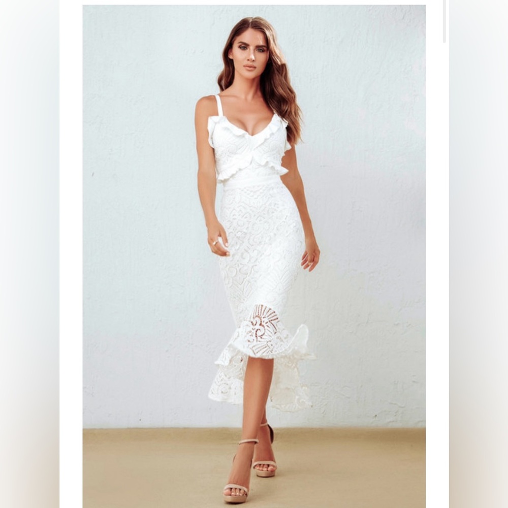 NWT LADY BLACK TIE WHITE RUFFLE M dress.